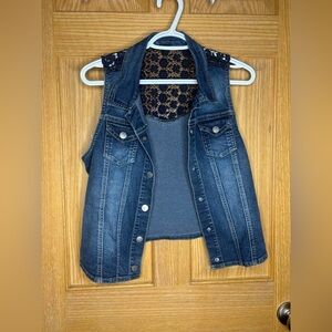 Vintage Jessica Simpson denim vest with lace